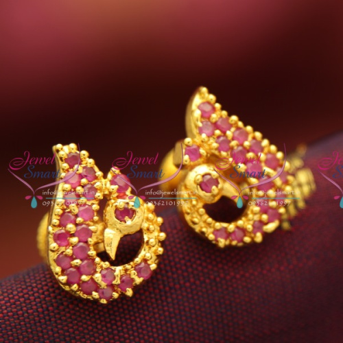 ES1643 Screwback Peacock Earrings AD Semi Precious Stones Buy Online