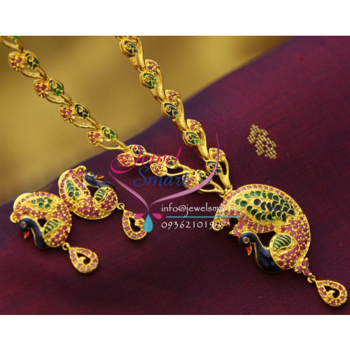NL1692 Ruby Enamel Peacock Gold Design Imitation Jewellery Buy Online