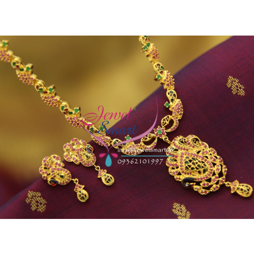 NL1694 Ruby Enamel Peacock Gold Design Imitation Jewellery Buy Online