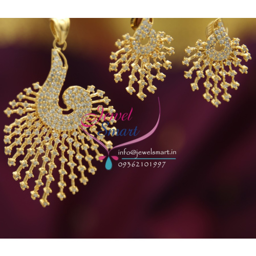 PS1696 AD Stones Peacock Design Fancy Jewellery Pendant Set Gold Finish Buy Online