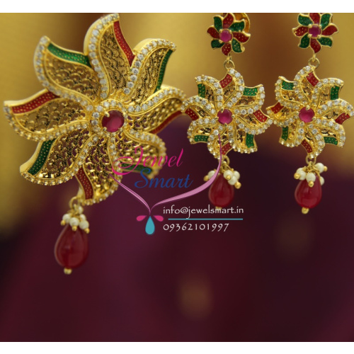 PS1703 AD Stones Meenakari Ruby Fancy Jewellery Star Pendant Set Gold Finish Buy Online