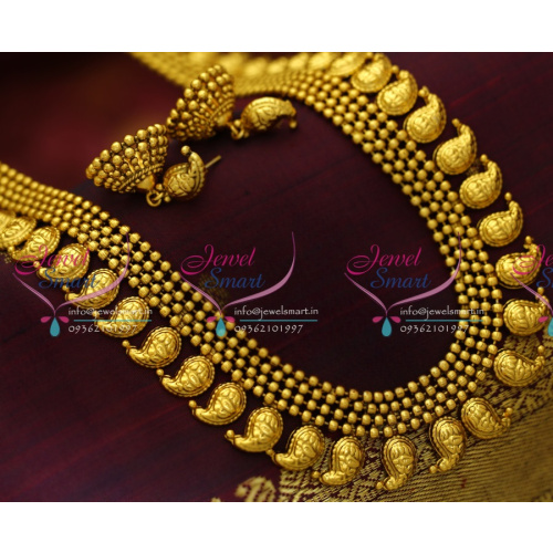 NL1736 26 Inches Long Antique Gold Plated Mango Real Jewellery Design Haram Traditional Online