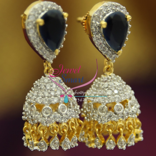 J1752 American Diamond White Sapphire Jhumka Gold Design Imitation Jewellery Buy Online