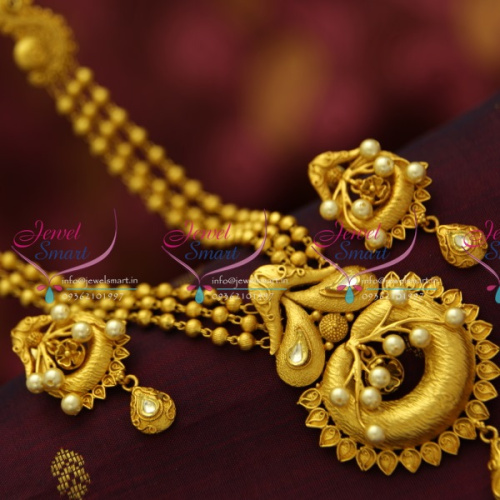 NL1803 One Gram Multi Strand Beads Mala Mat Finish Gold Design Jewellery Online