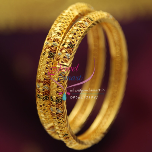 22ct Gold Plated Bangles with Meena Work 2.6 Size