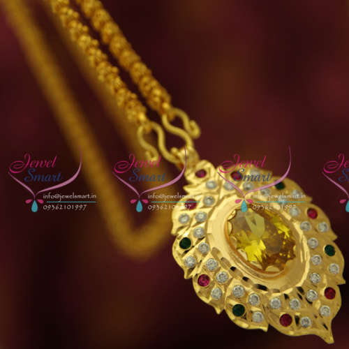 CS1866 South Indian Traditional Jewellery American Diamond Gold Plated Handwork Pendant Chain