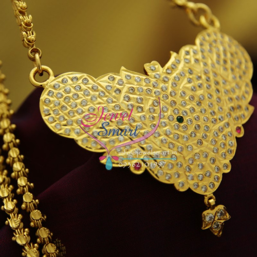 CS1869 Pendant Chain South Indian Traditional Jewellery American Diamond Gold Plated Handwork
