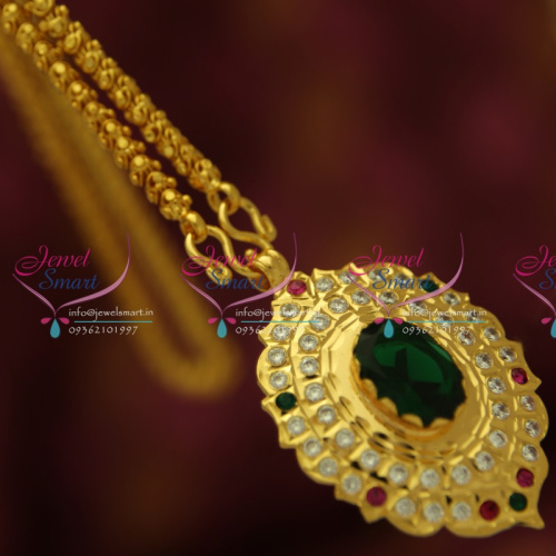 CS1873 Pendant Chain South Indian Traditional Jewellery American Diamond Gold Plated Handwork