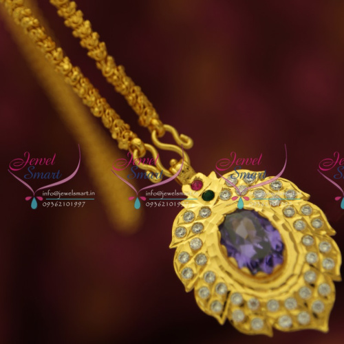 CS1874 Pendant Chain South Indian Traditional Jewellery American Diamond Gold Plated Handwork
