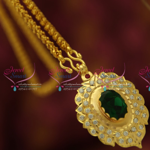CS1879 South Indian Traditional Jewellery American Diamond Gold Plated Handwork Pendant Chain