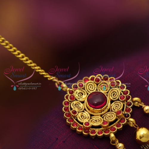 T1883 Kemp Maang Tikka Latest Gold Design South Traditional Wedding Jewellery