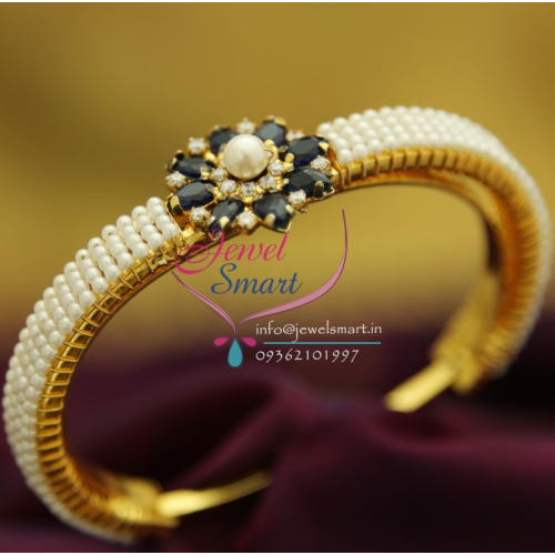 B1898 Coated Pearls Sapphire Semi Precious Stones Kada Fashion Jewelry Online