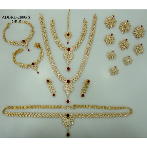 ADBRL2800GPR American Diamond Grand Full Bridal Jewellery Set Buy Online