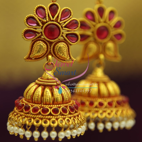 J1924 Temple Gold Mango Design Kempu Jhumka Online Artificial Fashion Jewellery