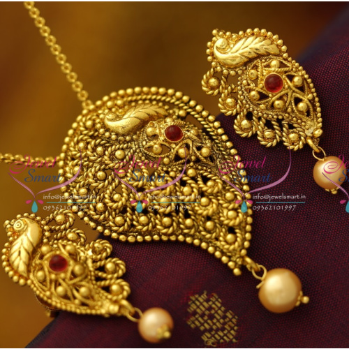 PS1926 Antique Nagas Chain Pendant Sets South Indian Temple Jewellery Online