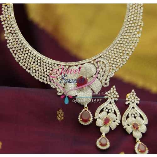 NL1933 AD White Ruby Grand Dulhan Wear Broad Diamond Finish Imitation Jewellery