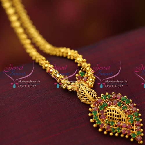 NL5143 Fancy Chain Mango Ruby Emerald Pendant Trendy Imitation Jewellery Buy Online
