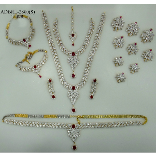 ADBRL2800TTR American Diamond Grand Full Bridal Jewellery Set Buy Onlin8