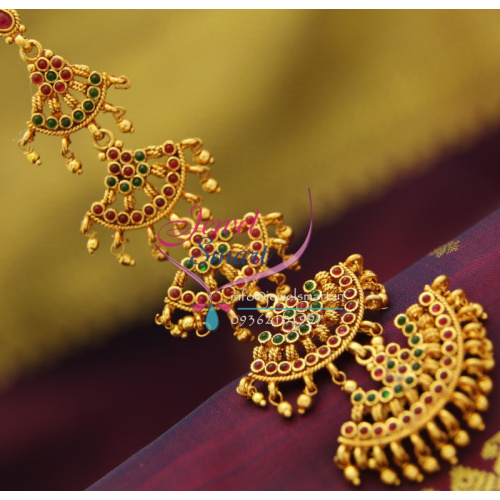 T1971 South Indian Traditional Kempu Mang Tikka Forehead Bridal Jewellery Online