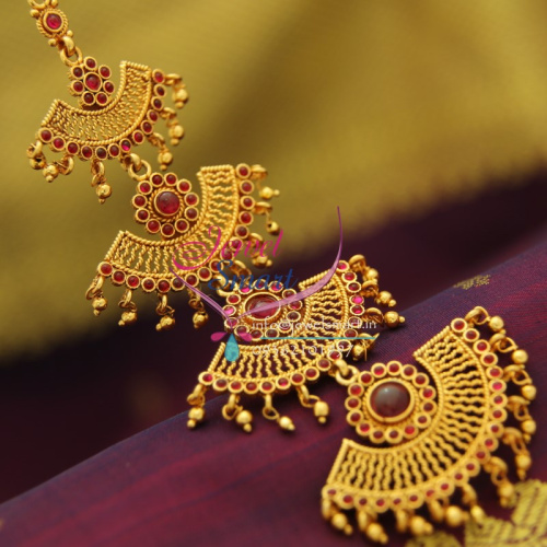 T1975 South Indian Traditional Kempu Mang Tikka Forehead Bridal Jewellery Online