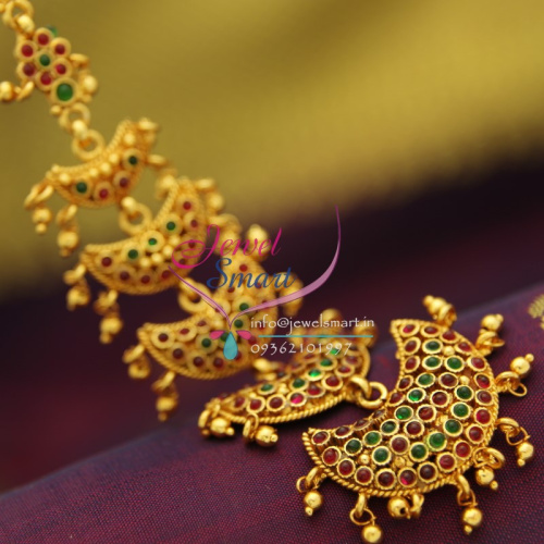 T1981 South Indian Traditional Nethichutti Temple Kempu Mang Tikka Grand Wedding Bridal Jewellery Online