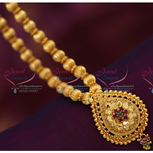 NL6347 Gundla Beads Mala Pearshape Floral Pendant Fancy Jewellery Online