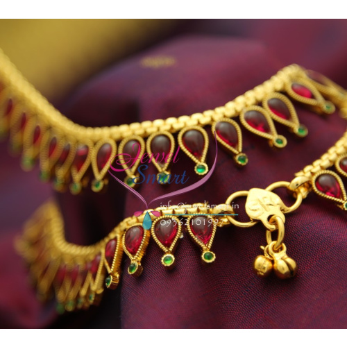 P0516 Anklets Indian Fashion Jewelry Antique Gold Plated Payal Leg Chain 10.5 Inches 