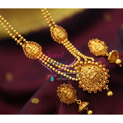 NL2003 Multi Strand Beaded Laxmi Temple South Jewellery Necklace Set Online Fashion