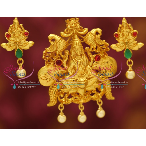 PS2032 Temple Laxmi God Kemp One Gram Plated Pendant Earrings Ethnic Jewellery Buy Online
