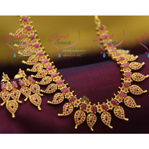 NL2035 Mango Design Ruby South Indian Traditional Jewellery Gold Plated