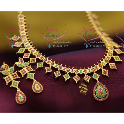 NL2037 Fancy Design Ruby Emerald South Indian Traditional Jewellery Gold Plated