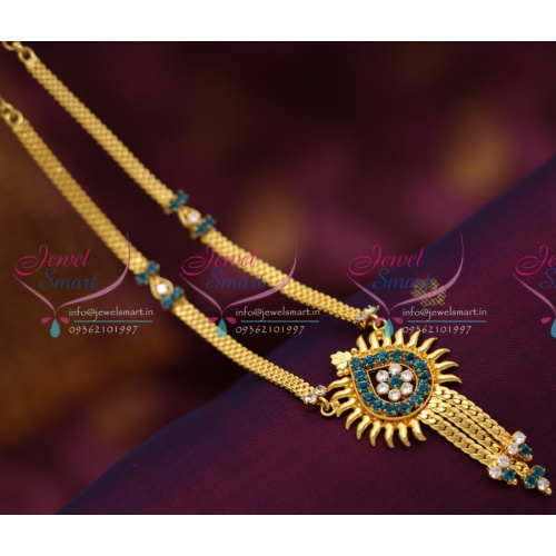 NL2322 Gold Plated White Blue Suryan Design AD Stones Necklace Buy Online