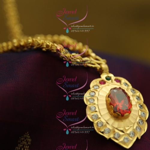 CS2327 Pendant Chain South Indian Traditional Jewellery American Diamond Gold Plated Handwork