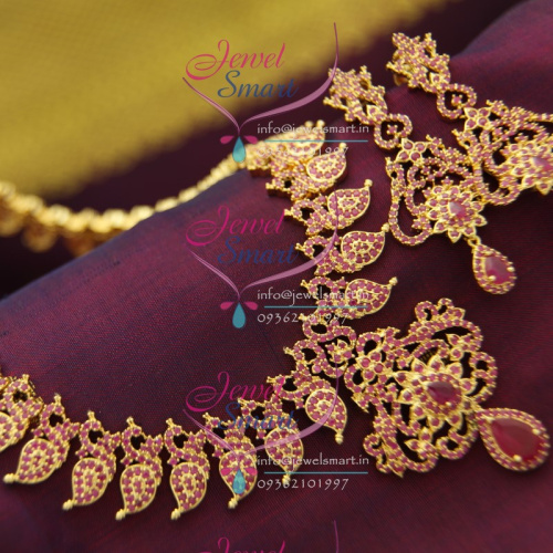NL2392 Peacock Mango Haram Unique Gold Design Broad South Jewellery Set Indian Traditional Bridal