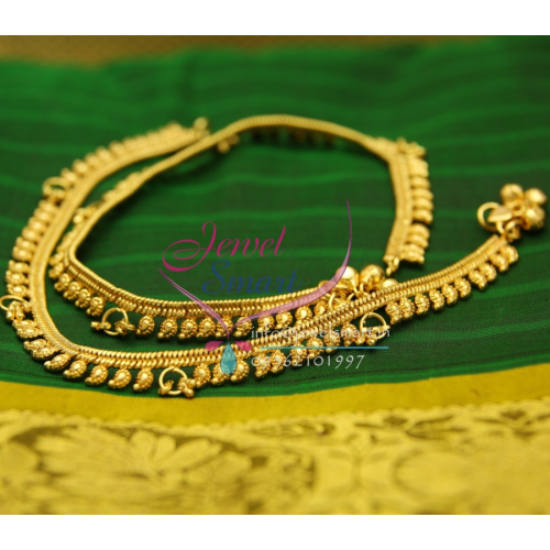 A2433 Gold Plated Fancy Design Imitation Payal Leg Chain Anklet South Traditional Jewellery