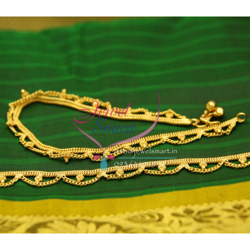 A2435 Gold Plated Fancy Design Imitation Payal Leg Chain Daily Use Anklets