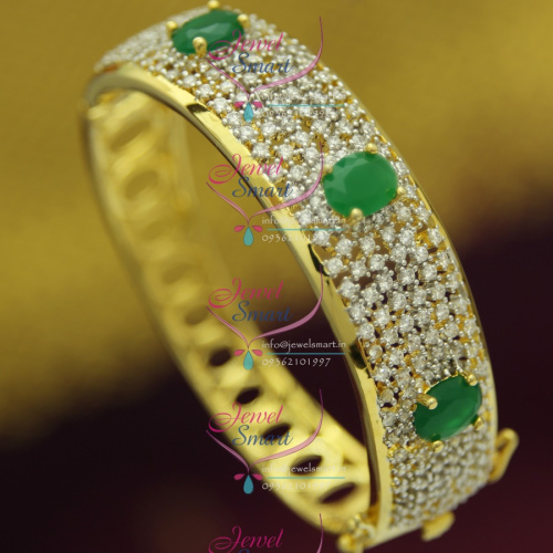 BO2475 CZ Emerald Stylish Open Design Delicate Kada Imitation Jewellery Online