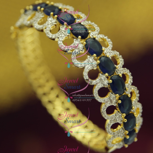 BO2476 CZ Sapphire Blue Stylish Open Design Delicate Kada Imitation Jewellery Online
