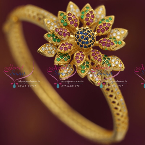 B2480 Ruby Emerald Sapphire AD Floral Design Fancy Kada Bracelet Buy Online