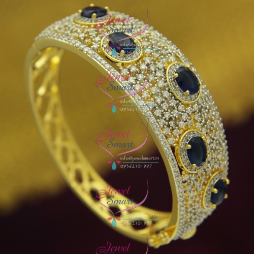 BO2486 CZ Sapphire Blue Stylish Open Design Delicate Kada Imitation Jewellery Online