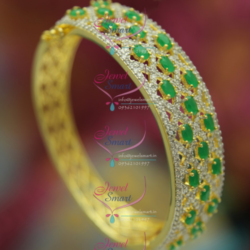 BO2488 CZ Emerald Stylish Open Design Delicate Kada Imitation Jewellery Online