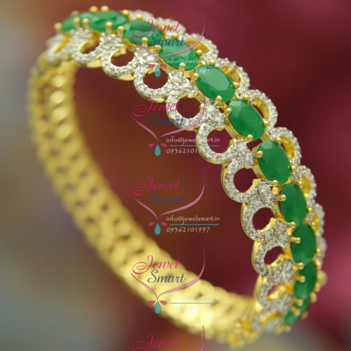 BO2489 CZ Emerald Stylish Open Design Delicate Kada Imitation Jewellery Online