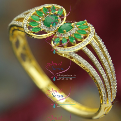 BO2490 CZ Emerald Stylish Open Design Delicate Kada Imitation Jewellery Online