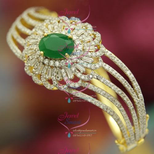 BO2494 CZ Emerald Stylish Open Design Delicate Kada Imitation Jewellery Online