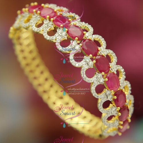 BO2496 CZ Ruby Stylish Open Design Delicate Kada Imitation Jewellery Online