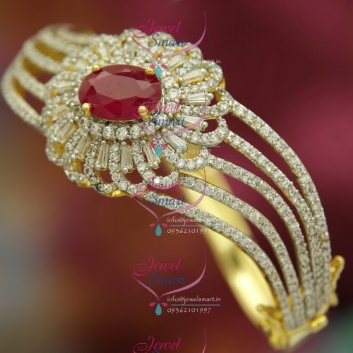 BO2498 CZ Ruby Stylish Open Design Delicate Kada Imitation Jewellery Online