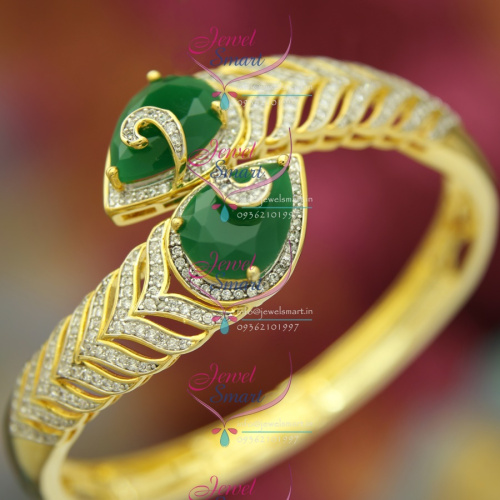 BO2503 CZ Emerald Stylish Open Design Delicate Kada Imitation Jewellery Online