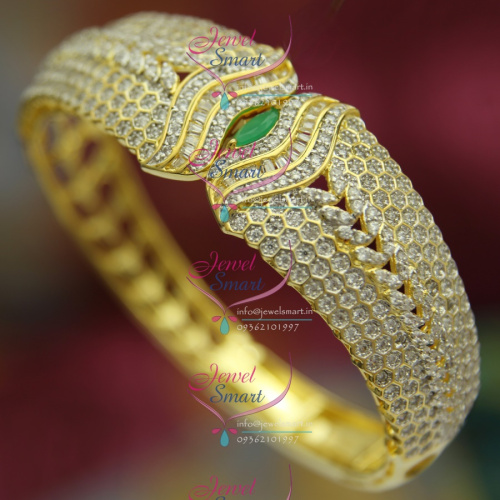 BO2507 CZ Exclusive Open Floral Design Delicate Kada Gold Imitation Jewellery Online