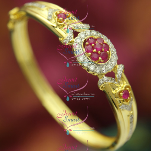 BO2521 CZ Ruby Exclusive Open Floral Design Delicate Kada Gold Imitation Jewellery Online