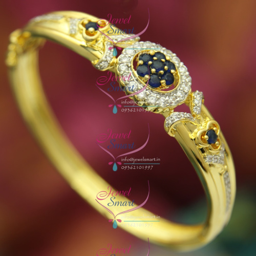 BO2522 CZ Blue Exclusive Open Floral Design Delicate Kada Gold Imitation Jewellery Online